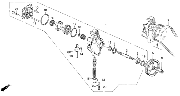1994 Honda Del Sol Belt, Power Steering Pump (Mitsuboshi) Diagram for 56992-P30-004