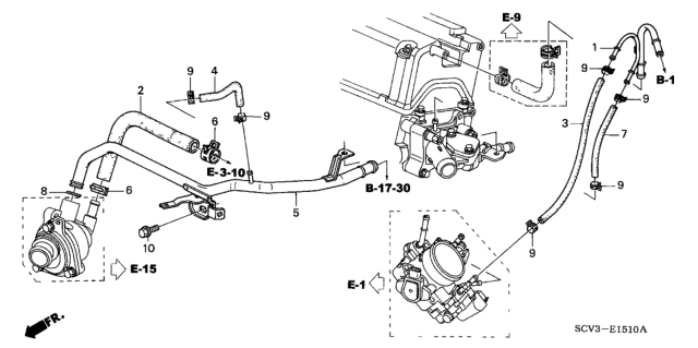 2005 Honda Element Hose, Rotary Air Control Valveoutlet Diagram for 19509-RAA-A00