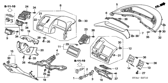 2007 Honda Civic Instrument Panel Garnish (Driver Side) Diagram