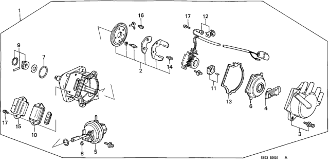 1989 Honda Accord Wire Harness Assy., Distributor Diagram for 30131-PH4-664