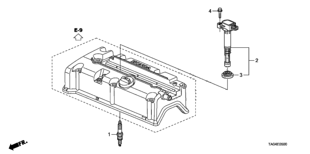 2008 Honda Accord Coil, Plug Hole Diagram for 30520-R40-007