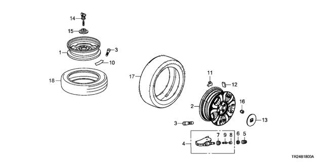 2012 Honda Civic Tire (195/65R15) (89S) (M+S) (Dunlop) Diagram for 42751-DUN-039