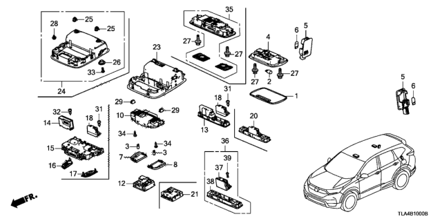 2021 Honda CR-V Console A*YR449L* Diagram for 83250-T1G-G01ZA