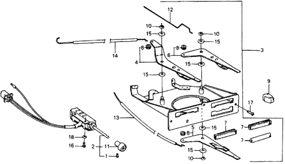 1978 Honda Civic Cable, Hot Air Control Diagram for 39288-634-670