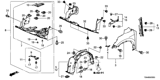 2015 Honda CR-V Fender Assembly Right, Front Diagram for 74100-T1W-A00