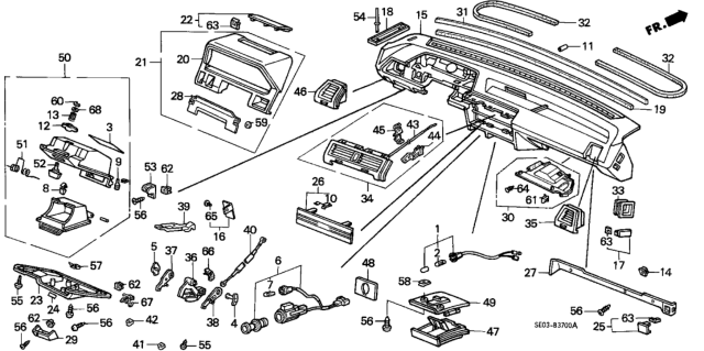 1988 Honda Accord Lid Assy., Instrument Cover (Lower) *NH83L* (OFF BLACK) Diagram for 77215-SE3-003ZA