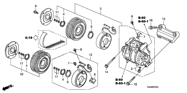 2009 Honda Accord A/C Compressor Diagram
