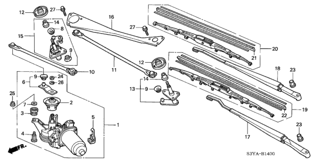 2004 Honda Insight Arm, Windshield Wiper (Driver Side) Diagram for 76600-S3Y-A01