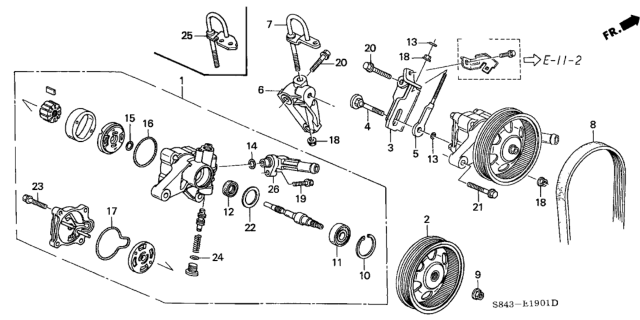 2000 Honda Accord P.S. Pump - Bracket (V6) Diagram