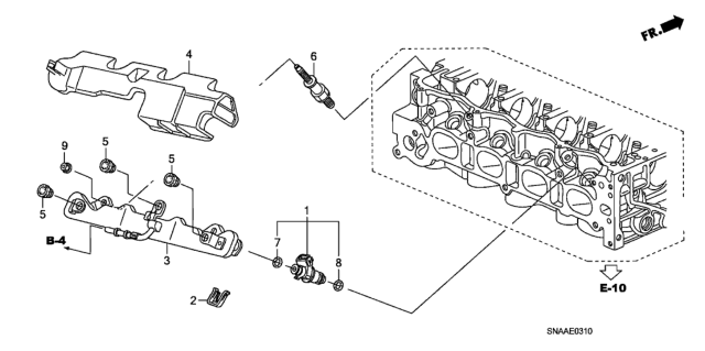 2009 Honda Civic Fuel Injector (1.8L) Diagram