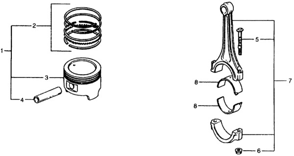 1978 Honda Civic Ring Set, Piston (Std) (Riken) Diagram for 13011-PA1-004