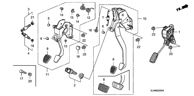 2007 Honda Fit Pedal Assy., Accelerator Diagram for 17800-SLN-A01
