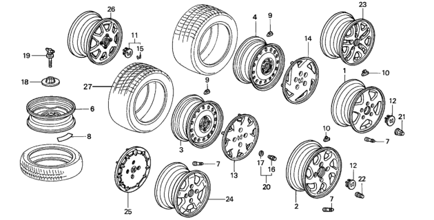 1998 Honda Accord Tire (P205/65R15) (92V) (M+S) (Bs) Diagram for 42751-BRI-019