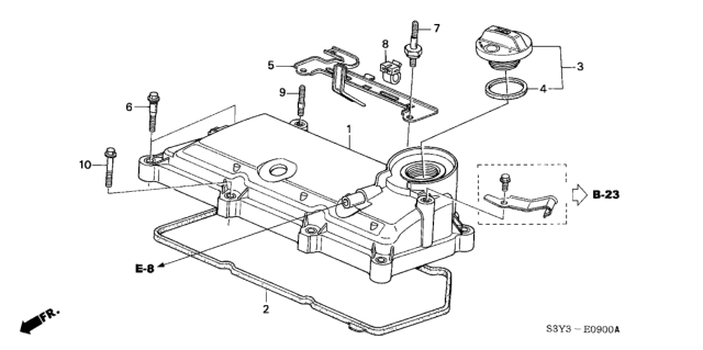 2000 Honda Insight Cylinder Head Cover Diagram