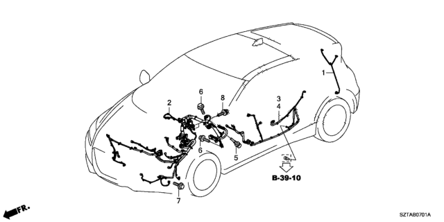 2014 Honda CR-Z Sub-Wire, License Diagram for 32112-SZT-A01