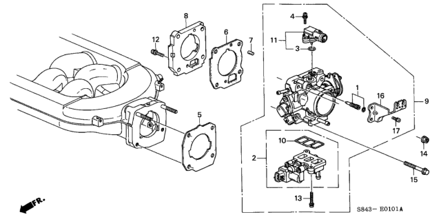 1998 Honda Accord Throttle Body Sub Diagram for 16410-P8A-A02