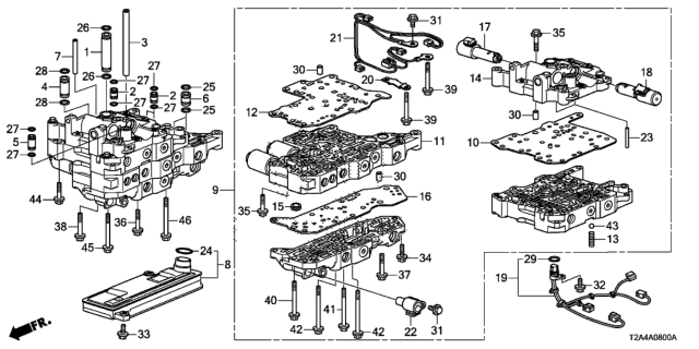 2014 Honda Accord Body Assembly, Valve Diagram for 27000-RJ2-070