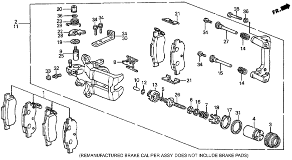 1985 Honda Prelude Caliper Assembly, Left Rear (Nissin) Diagram for 43230-SF0-672