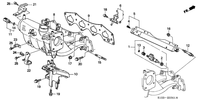 2000 Honda CR-V Injector Set, Fuel Diagram for 06164-PCA-000