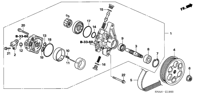 2007 Honda Civic Belt, Power Steering Pump (Bando) Diagram for 56992-RNA-A03