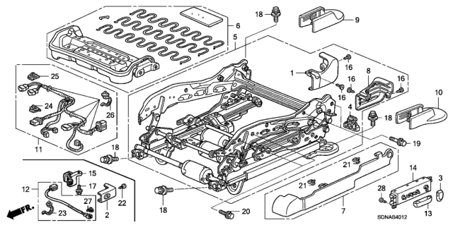 2007 Honda Accord Front Seat Components (Driver Side) (8Way Power Seat) Diagram