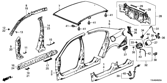 2014 Honda Accord Stiffener, R. Side Sill Diagram for 63220-T2A-315ZZ