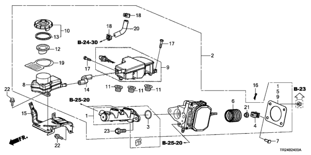 2013 Honda Civic Bracket, Brake Reserve Tank Diagram for 46674-TR2-A00