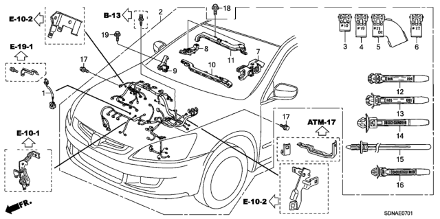 2007 Honda Accord Engine Wire Harness (V6) Diagram