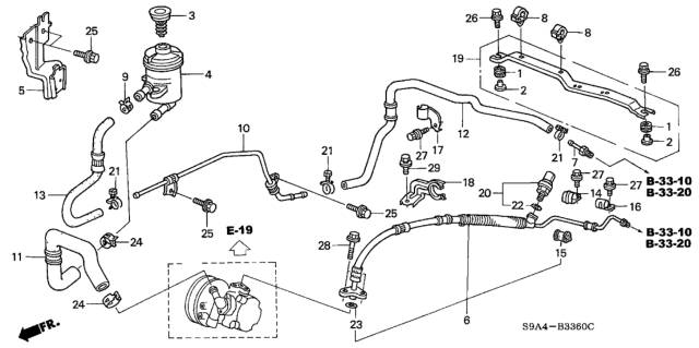2005 Honda CR-V Holder B, Power Steering Pipe Diagram for 53736-SK7-950