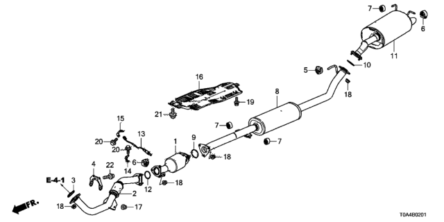 2016 Honda CR-V Pipe B, Exhaust Diagram for 18220-T1W-A02