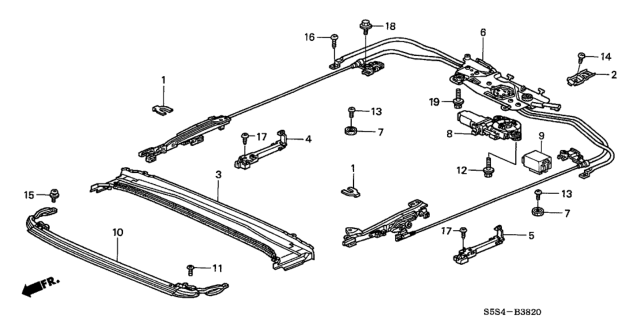 2002 Honda Civic Slider Assy., L. Drain Channel Diagram for 70247-S5A-J01