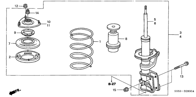 2002 Honda Civic Shock Absorber Assembly, Right Front Diagram for 51601-S5T-A03
