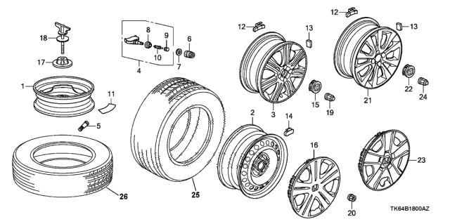 2009 Honda Fit Disk, Aluminum Wheel (16X6J) (Tpms) (Kosei) Diagram for 42700-TK6-A91