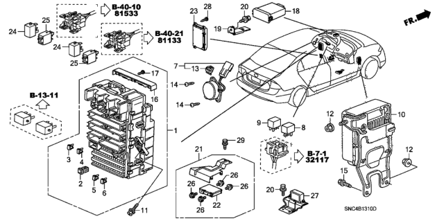 2011 Honda Civic Sensor Assembly, Yaw & G Diagram for 39965-SNA-A01