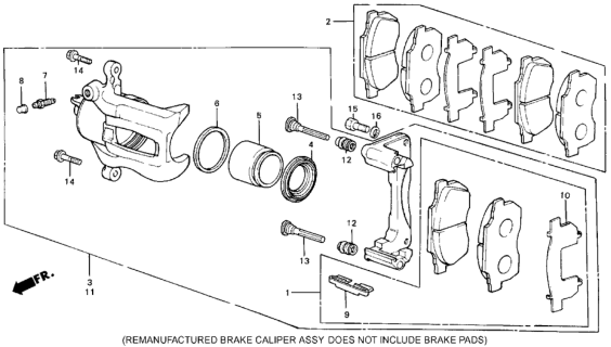 1986 Honda Civic Caliper Assembly, Passenger Side (15Cl-13St) Diagram for 45210-SB3-664