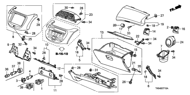 2010 Honda Fit Instrument Panel Garnish (Passenger Side) Diagram