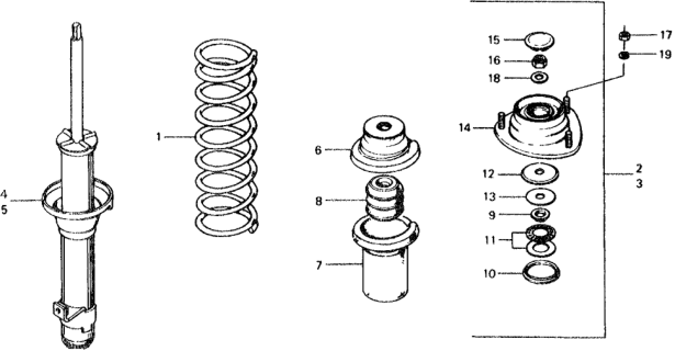 1976 Honda Civic Shock Absorber Unit, Right Front Diagram for 51605-663-674