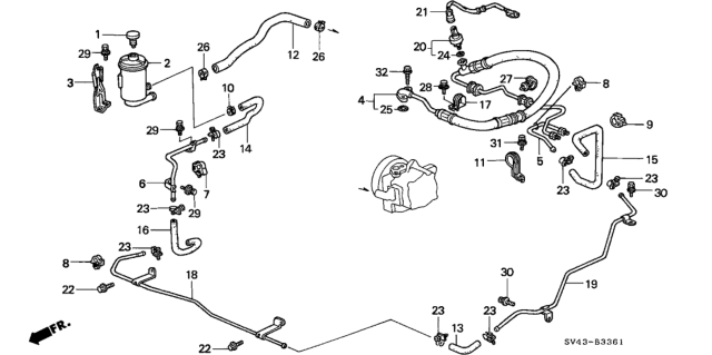 1997 Honda Accord P.S. Hoses - Pipes (V6) Diagram