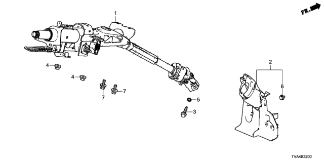 2019 Honda Accord Column Assembly-, Steering Diagram for 53200-TVA-A04
