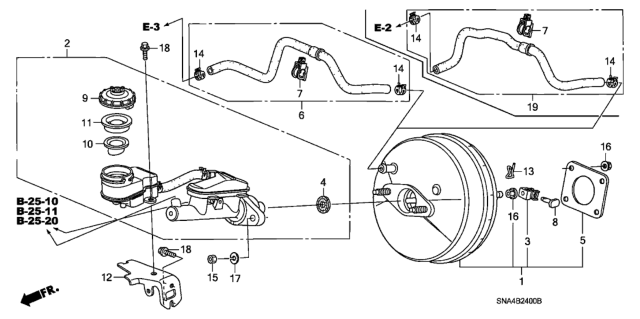2008 Honda Civic Brake Master Cylinder  - Master Power Diagram