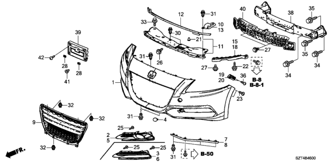2011 Honda CR-Z Cover, R. FR. Foglight Diagram for 71102-SZT-G00