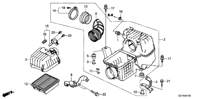 2013 Honda CR-Z Case Set, A/Clnr Diagram for 17201-RTW-010