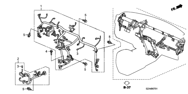 2011 Honda Pilot Sub-Wire Harness, Heater Diagram for 32158-SZA-A60