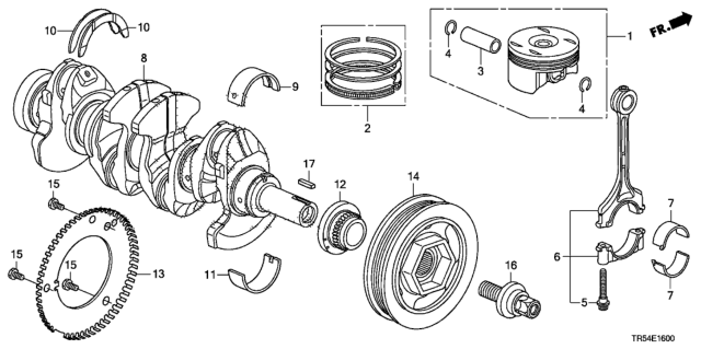 2015 Honda Civic Ring Set, Piston (Over Size) (0.25) (Riken) Diagram for 13021-RNE-A01