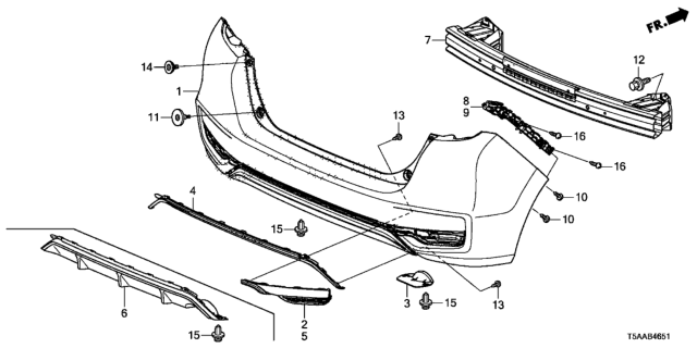2020 Honda Fit Spacer, L. RR. Bumper Side Diagram for 71598-T5A-J50