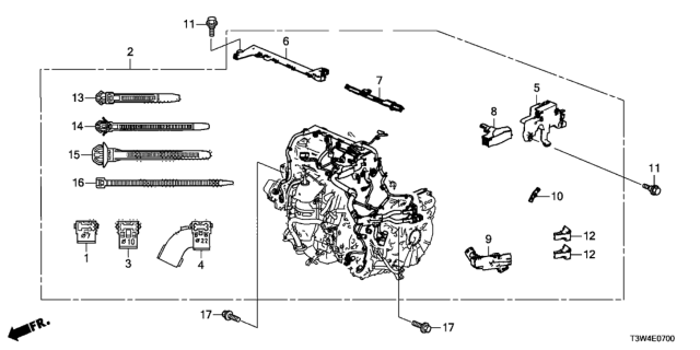2015 Honda Accord Hybrid Holder, Engine Wire Harness (Bulkhead) Diagram for 32127-5K0-A00