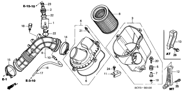 2003 Honda Element Stay D, Air Cleaner Diagram for 17263-PPA-A50