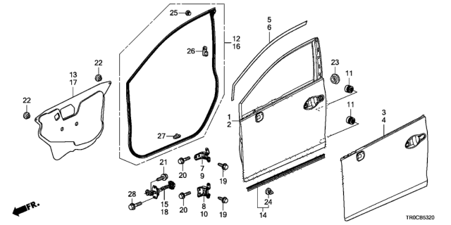 2014 Honda Civic Panel, R. FR. Door (DOT) Diagram for 67010-TR6-C80ZZ