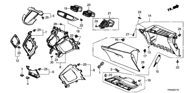 2021 Honda CR-V Hybrid Box Assembly, Glove (Deep Black) Diagram for 77510-TLA-A01ZA