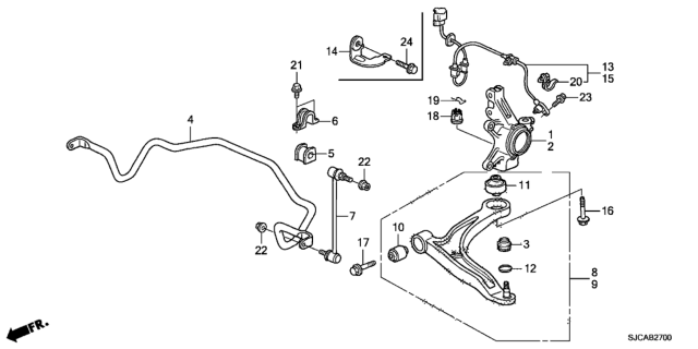 2014 Honda Ridgeline Front Stabilizer - Front Knuckle Diagram